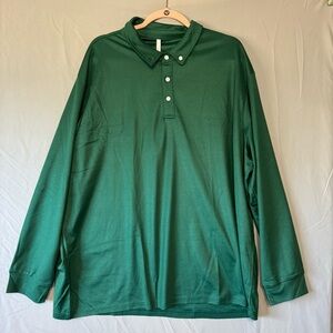 Bishuige Womens Green Long Sleeve Polo Shirt Size 3XL NWT Office Business Career